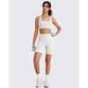 image:imageG4Free BareFeel Square Neck Sports Bra Padded for Women  Strappy Y Back Crop Tank Tops Workout CamisolePure White