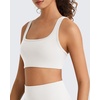 image:imageG4Free BareFeel Square Neck Sports Bra Padded for Women  Strappy Y Back Crop Tank Tops Workout CamisolePure White