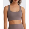 image:imageG4Free BareFeel Square Neck Sports Bra Padded for Women  Strappy Y Back Crop Tank Tops Workout CamisoleTaupe