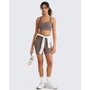 image:imageG4Free BareFeel Square Neck Sports Bra Padded for Women  Strappy Y Back Crop Tank Tops Workout CamisoleTaupe