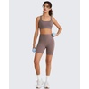 image:imageG4Free BareFeel Square Neck Sports Bra Padded for Women  Strappy Y Back Crop Tank Tops Workout CamisoleTaupe