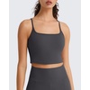 image:imageG4Free BareFeel Womens Sports Bra Padded Square Neck Adjustable Spaghetti Straps Y Back Gym Casual YogaDark Gray