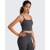 image:imageG4Free BareFeel Womens Sports Bra Padded Square Neck Adjustable Spaghetti Straps Y Back Gym Casual YogaDark Gray