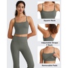 image:imageG4Free BareFeel Womens Sports Bra Padded Square Neck Adjustable Spaghetti Straps Y Back Gym Casual YogaGray Sage