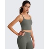 image:imageG4Free BareFeel Womens Sports Bra Padded Square Neck Adjustable Spaghetti Straps Y Back Gym Casual YogaGray Sage