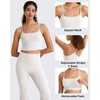 image:imageG4Free BareFeel Womens Sports Bra Padded Square Neck Adjustable Spaghetti Straps Y Back Gym Casual YogaPure White