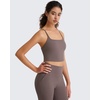 image:imageG4Free BareFeel Womens Sports Bra Padded Square Neck Adjustable Spaghetti Straps Y Back Gym Casual YogaTaupe