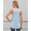 image:imageG4Free Racerback Workout Tank Tops for Women High Neck Athletic Long Tanks Fast Dry Sleeveless Pilates Running ShirtsLight Denim