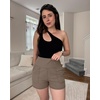 image:imageG4Free Ribbed Stretchy Womens Shorts Casual High Waisted Athletic Running Golf Lounge Shorts with PocketsDark Brown