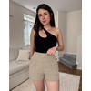 image:imageG4Free Ribbed Stretchy Womens Shorts Casual High Waisted Athletic Running Golf Lounge Shorts with PocketsDirty Latte