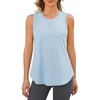 image:imageG4Free Racerback Workout Tank Tops for Women High Neck Athletic Long Tanks Fast Dry Sleeveless Pilates Running ShirtsLight Denim