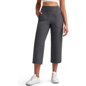 image:imageG4Free BareFeel High Stretch Capri Yoga Pants for Women Soft Wide Leg Pants High Waist Casual Capris with Pockets 212325Dark Gray