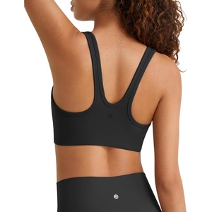 image:imageG4Free BareFeel Square Neck Sports Bra Padded for Women  Strappy Y Back Crop Tank Tops Workout CamisoleBlack