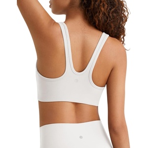 image:imageG4Free BareFeel Square Neck Sports Bra Padded for Women  Strappy Y Back Crop Tank Tops Workout CamisolePure White