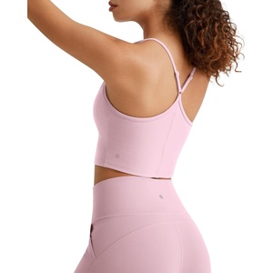 image:imageG4Free BareFeel Womens Sports Bra Padded Square Neck Adjustable Spaghetti Straps Y Back Gym Casual YogaBlush