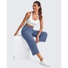 image:imageG4Free Smoofit Capri Pants for Women Wide Leg Yoga Pants High Waist Summer Travel Casual Pants with PocketsDenim Blue