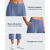 image:imageG4Free Smoofit Capri Pants for Women Wide Leg Yoga Pants High Waist Summer Travel Casual Pants with PocketsDenim Blue