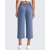 image:imageG4Free Smoofit Capri Pants for Women Wide Leg Yoga Pants High Waist Summer Travel Casual Pants with PocketsDenim Blue