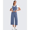 image:imageG4Free Smoofit Capri Pants for Women Wide Leg Yoga Pants High Waist Summer Travel Casual Pants with PocketsDenim Blue