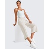 image:imageG4Free Smoofit Capri Pants for Women Wide Leg Yoga Pants High Waist Summer Travel Casual Pants with PocketsIvory
