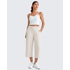 image:imageG4Free Smoofit Capri Pants for Women Wide Leg Yoga Pants High Waist Summer Travel Casual Pants with PocketsIvory