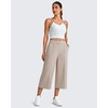image:imageG4Free Smoofit Capri Pants for Women Wide Leg Yoga Pants High Waist Summer Travel Casual Pants with PocketsLight Khaki