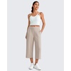 image:imageG4Free Smoofit Capri Pants for Women Wide Leg Yoga Pants High Waist Summer Travel Casual Pants with PocketsLight Khaki