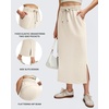 image:imageG4Free Smoofit Maxi Skirt for Women Modal Soft Drawstring Casual Long Skirts Side Slits Midi Lounge with 2 PocketsIvory
