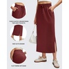 image:imageG4Free Smoofit Maxi Skirt for Women Modal Soft Drawstring Casual Long Skirts Side Slits Midi Lounge with 2 PocketsWine