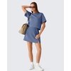 image:imageG4Free Smoofit Modal Soft Casual Skirts for Women  15 A Line Elastic High Waisted Cute Front Slit Work Skirt with PocketsDenim Blue