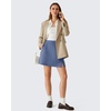 image:imageG4Free Smoofit Modal Soft Casual Skirts for Women  15 A Line Elastic High Waisted Cute Front Slit Work Skirt with PocketsDenim Blue
