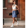 image:imageG4Free Smoofit Modal Soft Skirts for Women  151719 ALine Drawstring Summer Casual Skirt with PocketsDenim Blue