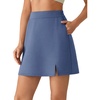 image:imageG4Free Smoofit Modal Soft Casual Skirts for Women  15 A Line Elastic High Waisted Cute Front Slit Work Skirt with PocketsDenim Blue