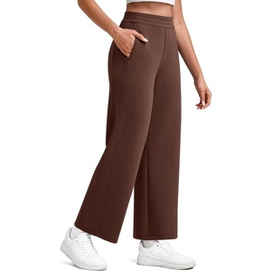 image:imageG4Free Smoofit Modal Soft Wide Leg Pants for Women Elastic Waist 78 Length Ankle Casual Dressy SweatpantsCoffee Brown