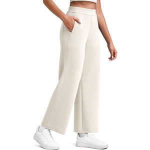 image:imageG4Free Smoofit Modal Soft Wide Leg Pants for Women Elastic Waist 78 Length Ankle Casual Dressy SweatpantsIvory