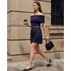 image:imageG4Free ShiftReady Shorts for Women Dressy Casual 718  High Waisted Wide Leg Pleated Shorts with PocketsDark Navy Pinstripe
