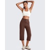 image:imageG4Free Smoofit Wide Leg Capri Pants for Women Adjustable Shockcord High Waist Summer Travel Casual Pants with PocketsCoffee Brown