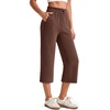 image:imageG4Free Smoofit Wide Leg Capri Pants for Women Adjustable Shockcord High Waist Summer Travel Casual Pants with PocketsCoffee Brown