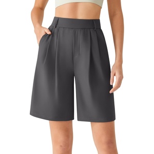image:imageG4Free ShiftReady Shorts for Women Dressy Casual 718  High Waisted Wide Leg Pleated Shorts with PocketsDark Gray