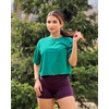 image:imageG4Free Short Sleeve Crop Workout Tops for Women Loose Fit Cotton Basic TShirtsGreen