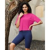 image:imageG4Free Short Sleeve Crop Workout Tops for Women Loose Fit Cotton Basic TShirtsHot Pink