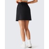 image:imageG4Free Smoofit Modal Soft Skirts for Women 15 Elastic Waisted Cute Front Slit Commute Skirt with Pockets No Inner ShortsBlack
