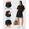 image:imageG4Free Smoofit Modal Soft Skirts for Women 15 Elastic Waisted Cute Front Slit Commute Skirt with Pockets No Inner ShortsBlack