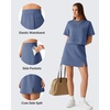 image:imageG4Free Smoofit Modal Soft Skirts for Women 15 Elastic Waisted Cute Front Slit Commute Skirt with Pockets No Inner ShortsDenim Blue