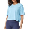 image:imageG4Free Short Sleeve Crop Workout Tops for Women Loose Fit Cotton Basic TShirtsLight Blue