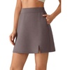 image:imageG4Free Smoofit Modal Soft Skirts for Women 15 Elastic Waisted Cute Front Slit Commute Skirt with Pockets No Inner ShortsTaupe