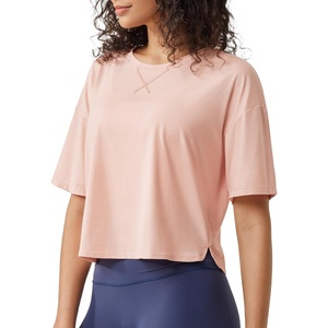 image:imageG4Free Short Sleeve Crop Workout Tops for Women Loose Fit Cotton Basic TShirtsPink