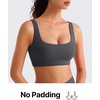 image:imageG4Free BareFeel Non Padded Square Neck Sports Bra for Women  Wireless U Back Crop Tank Tops Yoga Workout CasualDark Gray