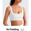 image:imageG4Free BareFeel Non Padded Square Neck Sports Bra for Women  Wireless U Back Crop Tank Tops Yoga Workout CasualPure White