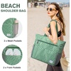 image:imageG4Free Beach Bag Waterproof Sandproof Beach Tote Bag Large Capacity Foldable for WomenGreen Pattern
